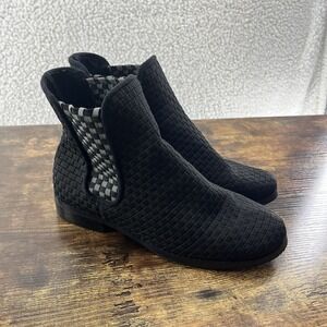 Women's See Alexis Woven Elastic Ankle Boots Booties Black Size 39 US 8.5